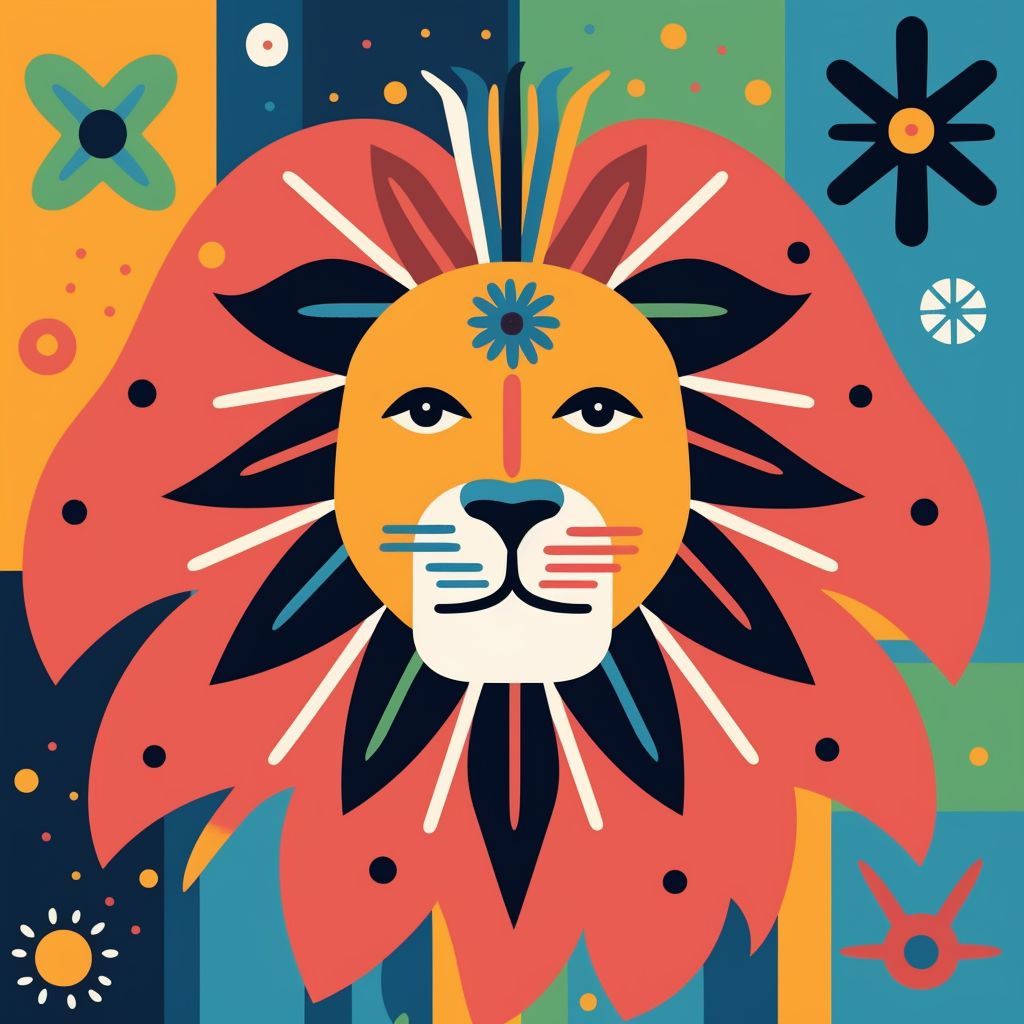 boho abstract Henri Matisse style illustratio clip arts vector OF LION ...