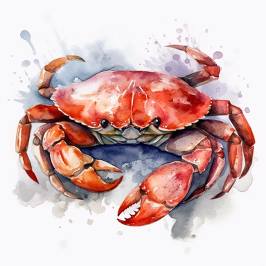 realistic crab watercolor clipart single design, 8k