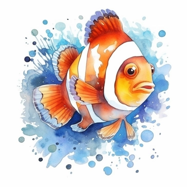 watercolor sea clown fish, different species clipart on a white background - <@412499770695745538> (relaxed)