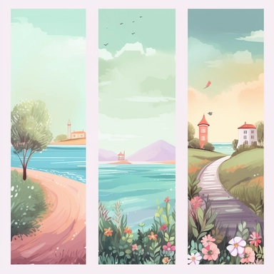 Watercolor: Vector set of background social media story design templates with copy space for text - summer landscape - backgrounds for banners, greeting cards, posters and advertising - summer vacation ideas. png Full body realistic cartoon 32k UHD cute. 15cm thick outline. Black color. No shadow on the ground. with illustrations realistic water color and detailed illustrations. Cartoon, PNG clipart, transparent white background
