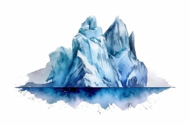Watercolor, Icebergs, clipart, hd, on a white background, spaced out