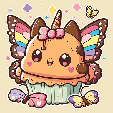 Butterfly kawaii birthday, cartoon, vector, sharp focus, super detailed, illustration, 16:9, v4, q2, 16k, High quality, clipart