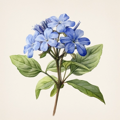 Clipart, vintage, watercolor, Chinese Plumbago illustration, hand drawn, texture