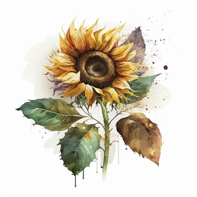 watercolor happy mood sunflower clipart fall autumn sunflower, white background, no text
