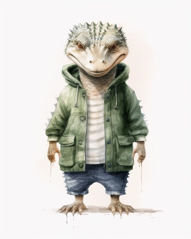 a realistic baby crocodile clipart with watercolor illustration, full body shot ,8k, style of Bohemian, style of Anna Süßbauer and Jon Klassen,vector, Vector, white background,Solid Background, Sharpness and clarity, masterpiece, trending on Artstation and Dribbble.