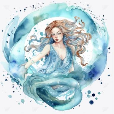 zodiac sign Aquarius, watercolor Clipart, Clipart, boho style, baby, isolated white background, 8k, Seed 1905941022