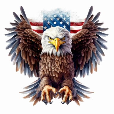 full body eagle with american flag Clipart,on white background with margins