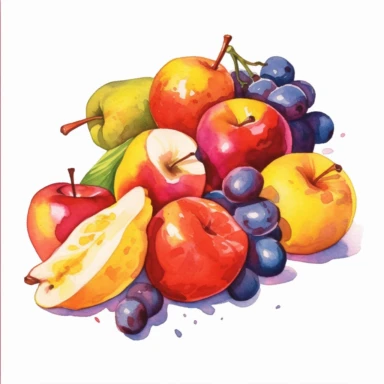 watercolor fruit png transparent clipart, in the style of oil paintings, fujifilm eterna vivid 500t, colorful, ink and wash, uhd image, colorful cartoon Clipart desert cartoon t-shirt graphic, vector,contour, isolated on a white background