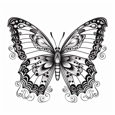 butterfly, lineart, black and white, clipart