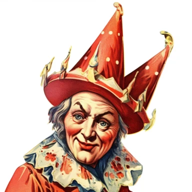 Vintage 1920 jester hat Illustration, Chromolithograph, 1920s Illustration, Vintage, Chromolithograph, Colorful, Antique, Ephemera, Clipart, 8k, Isolated on white