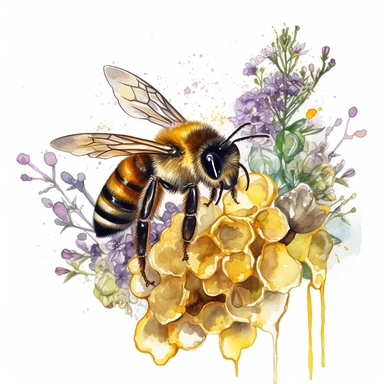 honey bee watercolour clipart design, vector image