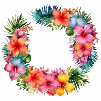 watercolor hawaii leis clipart