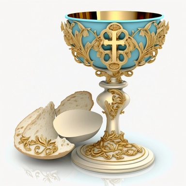 beautiful christian chalice with bread clipart white background