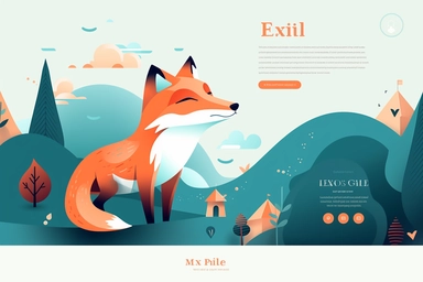 simple web design landing page minimalistic smart smiling tall clipart fox, ui, ux, navigation, menu, header, footer