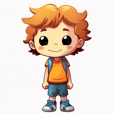 cute little boy, happy, smiling, cartoon eyes, brigth colors, vibrant, sneaker, cartoon, clipart
