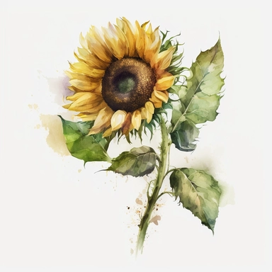 watercolor clipart sunflower light free nature, wite background, paint