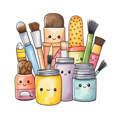 A cute cosmetic, Perfect for nursery art and children’s book illustration style, simple, cute, bright color, clipart, watercolor illustration, single object, white background for removing background