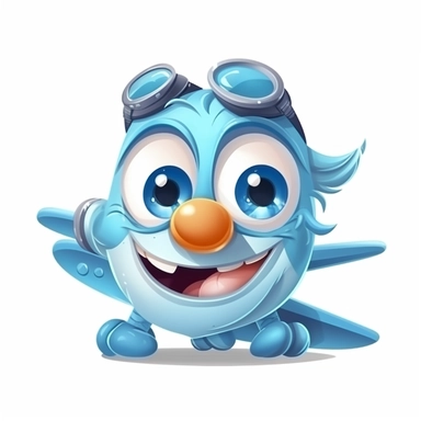 fantasy happy cute airplane mamal face, cartoon, clipart, mascot, isolated on white background