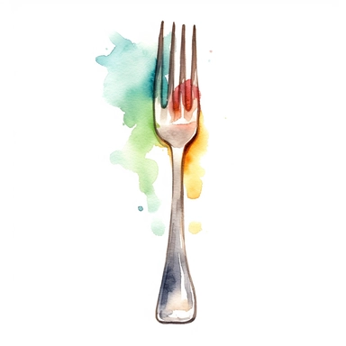 fork clipart, aquarell