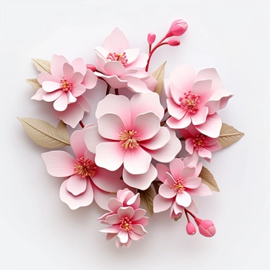 3d Sublimation Pink Floral Clipart, white background