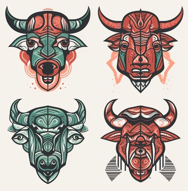 Chicago Bulls Clipart collection, in the style of american barbizon school, infused with social commentary, symmetrical design, utilizes, strong use of color, bold use of line, powerful symbolism