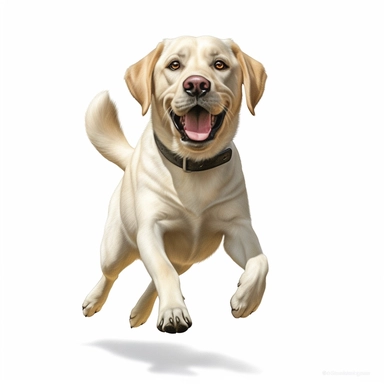 Labrador Retriever, Playing Fetch, realistic, Clipart, white background, no text, no caption