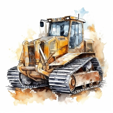 aquarelle clipart, bulldozer