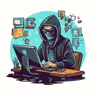 clipart hacker hacking a PC over the network