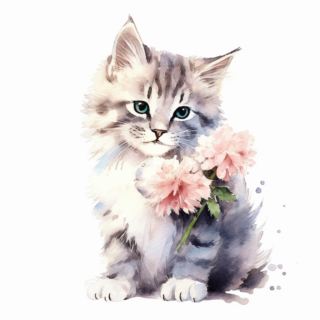 flower cat cliparts