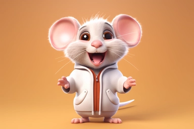 Front view of an animated rat standing wearing a t-shirt character design, full body, top quality face drawing, high quality face drawing, clipart, full illustration, 4k, sharp focus, silky finish. soft, symmetrical, detailed face, concept art, fairytale