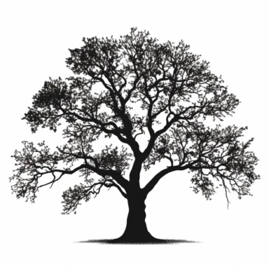 clipart minimalist oak tree black and white