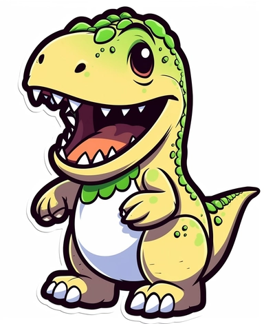 Isometric Sticker Clip Art of a cute T-Rex for Childrens Coloring Book, simple vector lines, children friendly, illustrated in a playful and style in black lines with white background, perfect for any special occasion, cut out in the shape of a T-Rex, with no visible background, giving it the appearance of a sticker, conveying a mystical and whimsical mood, edited with Adobe Photoshop to adjust brightness and contrast, rendered as a transparent PNG file with a high resolution to ensure a crisp a