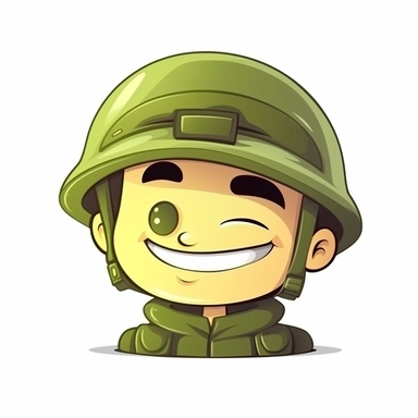 happy cute Soldier face, cartoon, clipart, mascot, isolated on white background