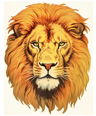 Vintage 1920 Portrait of Lion Head Illustration , Chromolithograph, Die Cut, 1920s Illustration, Vintage, Chromolithograph, Colorful, Antique, Ephemera, Clipart, 8k, Isolated on white