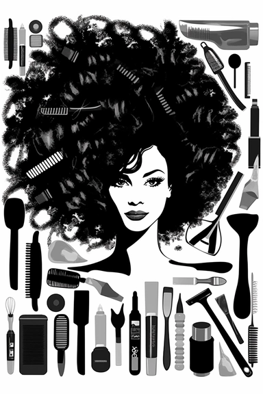 Clip Art for Black Hairdresser Beauty Salon, 2D, Vector, Flat separated on white background