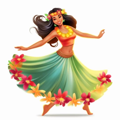 a hula dancer on a white background for digital clipart