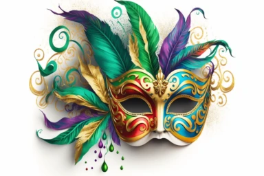 mardi gras mask colorful clipart white background