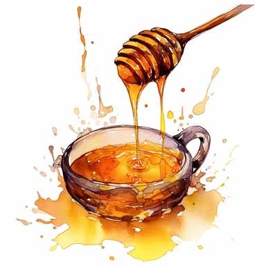 A drip of honey done in a light watercolor, stylized fantasy style. watercolor clipart