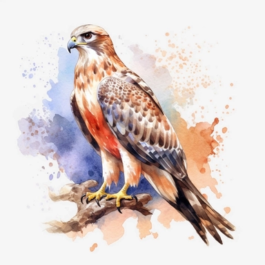 An endearing watercolor Falcon bird clipart of Falcon bird eating 300DPI