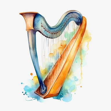 harp clipart in watercolor style