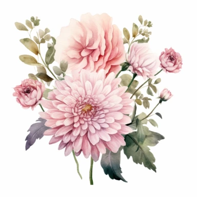 Watercolor Mum Clipart mum bouquets, white backround