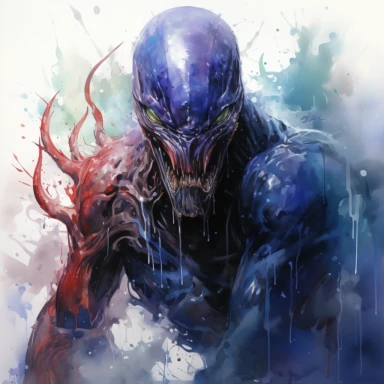 Xenomorph, character from movie Alien, watercolor painting, cinematic lighting, no human, clipart, sepatate elements, white background