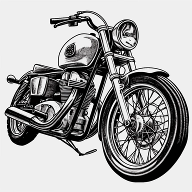 Motorcycles car clip art, black and white, very simple, clip art, front of motorcycle