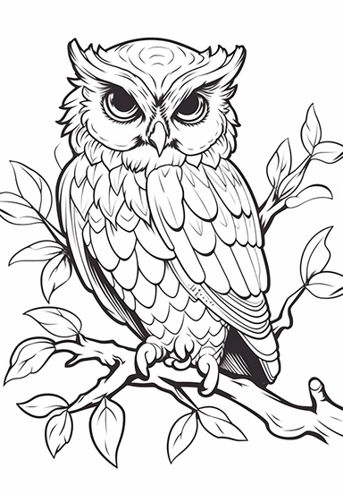 simple and easy coloring page design, coloring page for kids, owl Hopping from branch to branch. , cartoon character silhouette illustration cliparts image, high resolution, #screenshotsaturday, whimsical children's book illustrator, Ancient Egypt