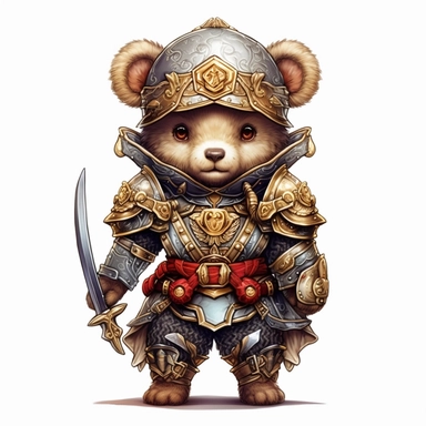 Adorable cute fantasy Teddy bear dressed like a Carabinier, nursery art, clipart image, lineart image, white background, very detailed, 8k