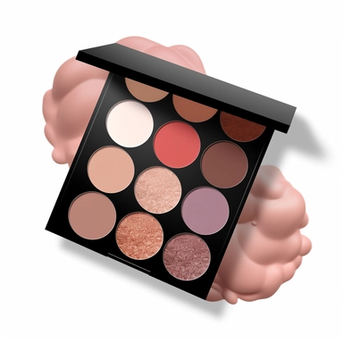 A Eyeshadow makeup product, simple, graphics designer, png clipart, in the style of gabriele münter, white background, back button focus, aerial view, animated gifs, stencil - based, texture - based