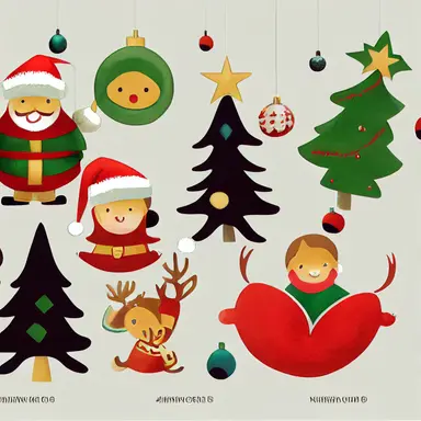 Children Logo Design [ Christmas clipart by Eyvind Earl] graphic friendly texture soft shade intricate details illustration concept art magic realistic playful kids character childhood nature fine ink detailes extreme detailed no backwards +3dmax +uhd +8k