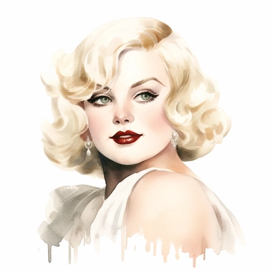 watercolour Gatsby blonde fat girl pretty hd clipart white background