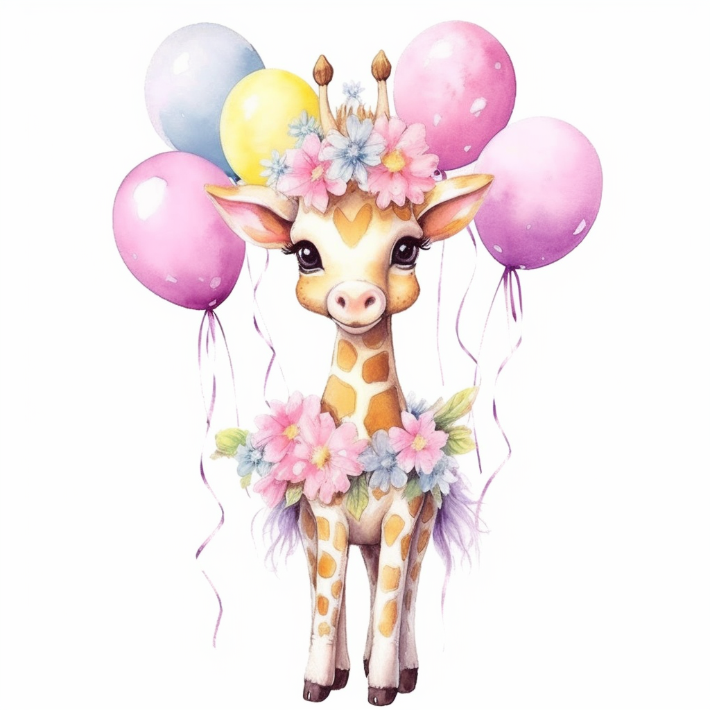 giraffe balloons cliparts