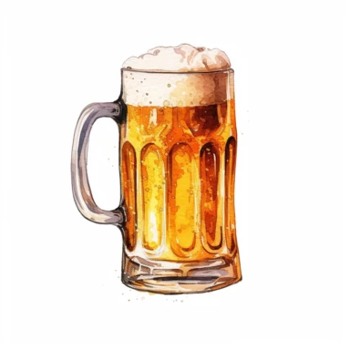 beer mug, watercolor, clipart, white background, detailed illustration